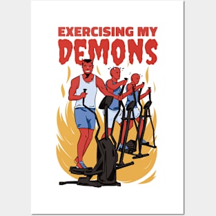 Exercising My Demons Dark Humor Fitness Parody Posters and Art